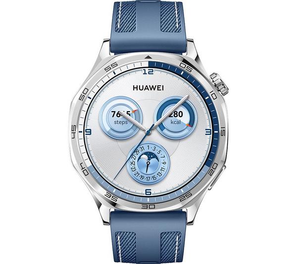 HUAWEI Watch GT 5 - Silver, Blue Woven Nylon Strap, 46 mm