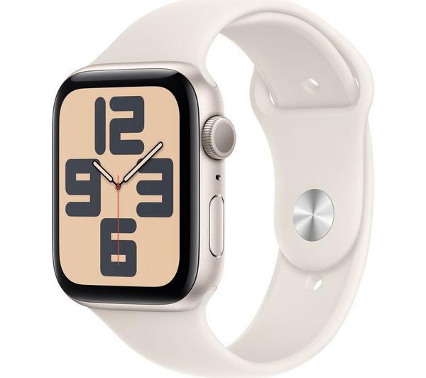 APPLE Watch SE - 44 mm Starlight Aluminium Case with Starlight Sports Band, M/L