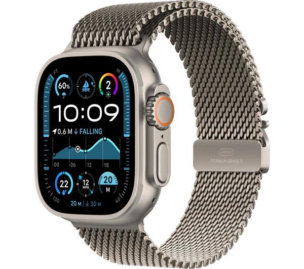 APPLE Watch Ultra 2 Cellular - 49 mm Natural Titanium Case with Natural Titanium Milanese Loop - Medium