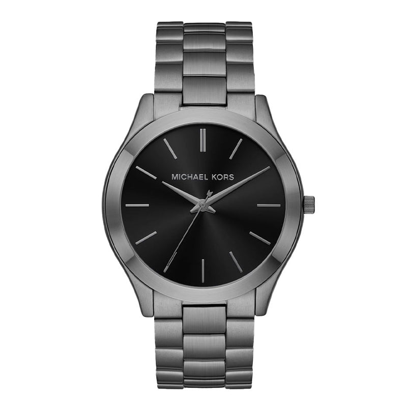 Michael Kors Men's Gunmetal 44mm Watch And Jet Set Charm Leather Wallet Gift Set MK1044