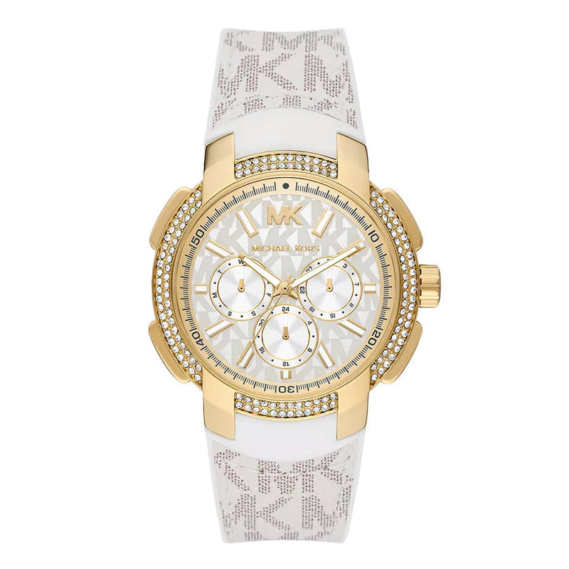 Michael Kors Ladies Watch Sidney Multifunction 42mm White Gold MK7221