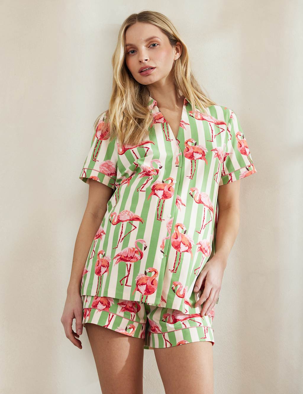 Maternity Cotton Rich Flamingo Shortie Set