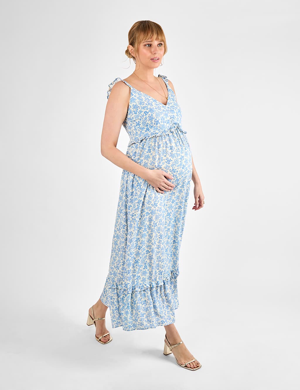 Maternity Floral Midaxi Tiered Dress