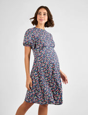 Maternity Floral Puff Sleeve Tea Dress