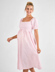 Maternity Pure Cotton Gingham Midi Smock Dress