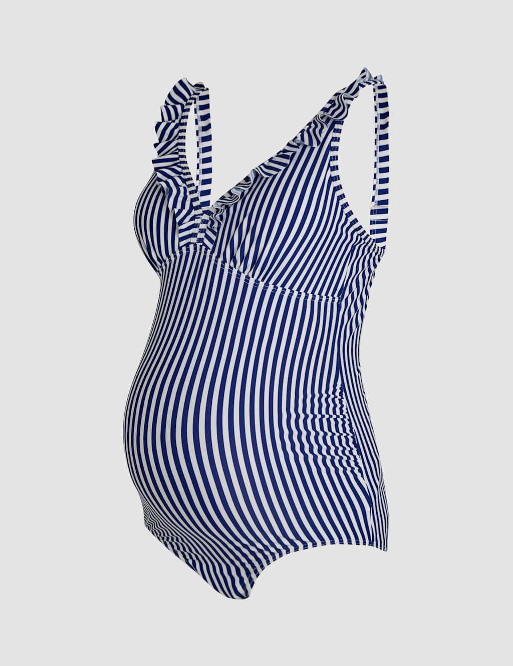 Maternity Striped Frill V-Neck Swimsuit