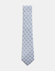 Medallion Linen Silk Blend Tie - Light Blue
