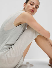 Metallic Round Neck Midi Beach Dress