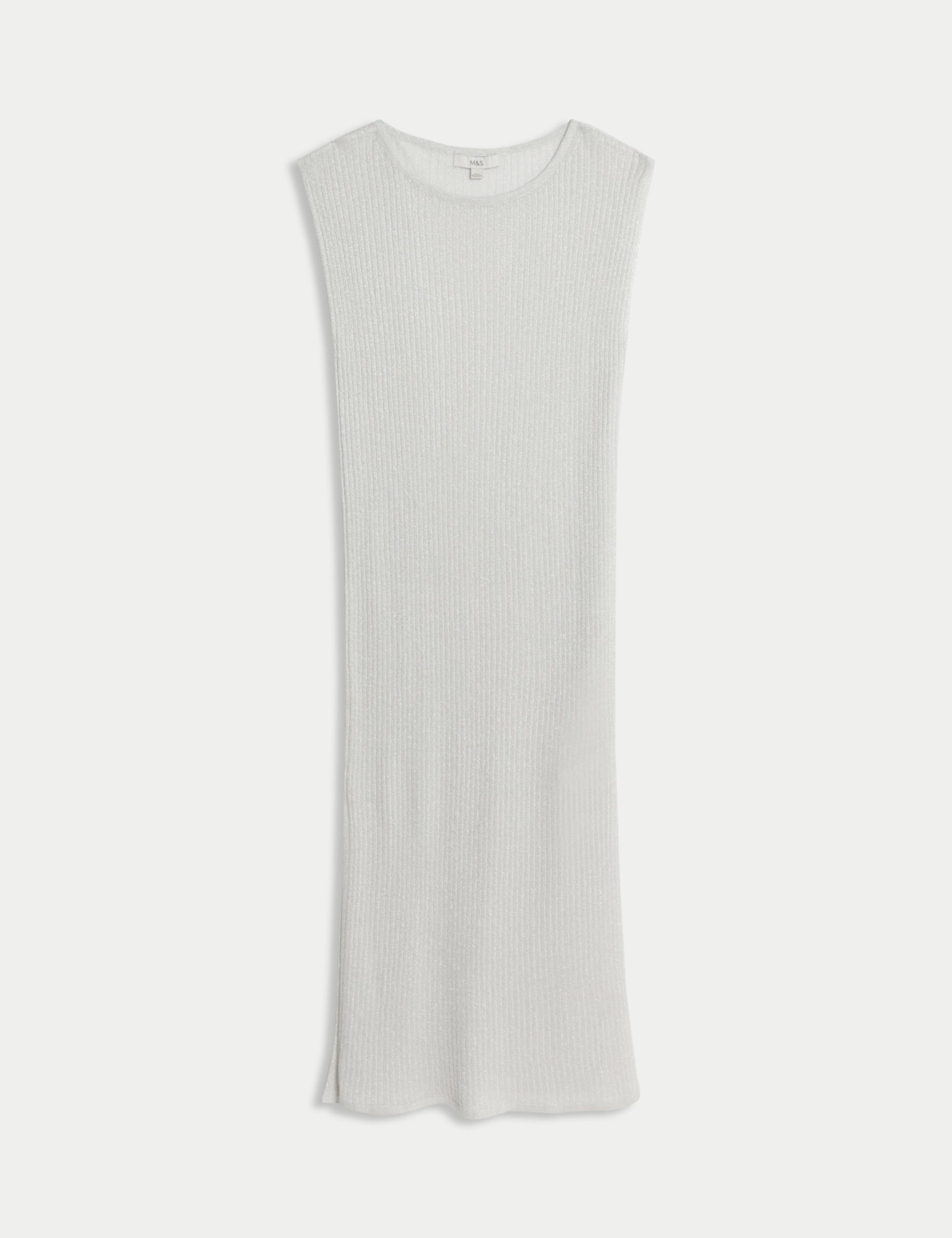 Metallic Round Neck Midi Beach Dress