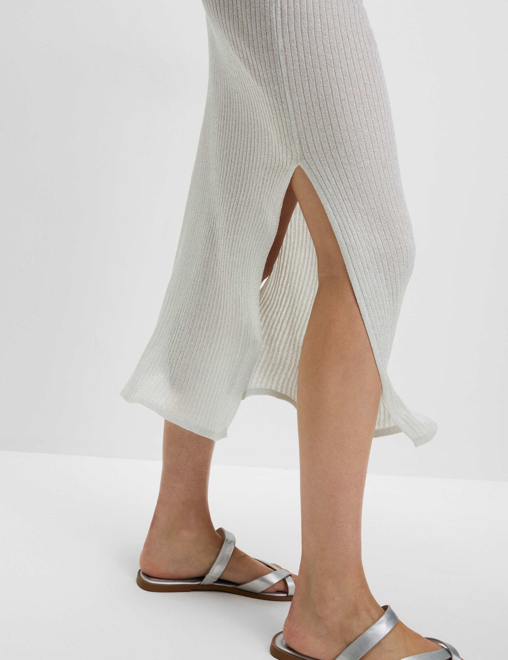 Metallic Round Neck Midi Beach Dress