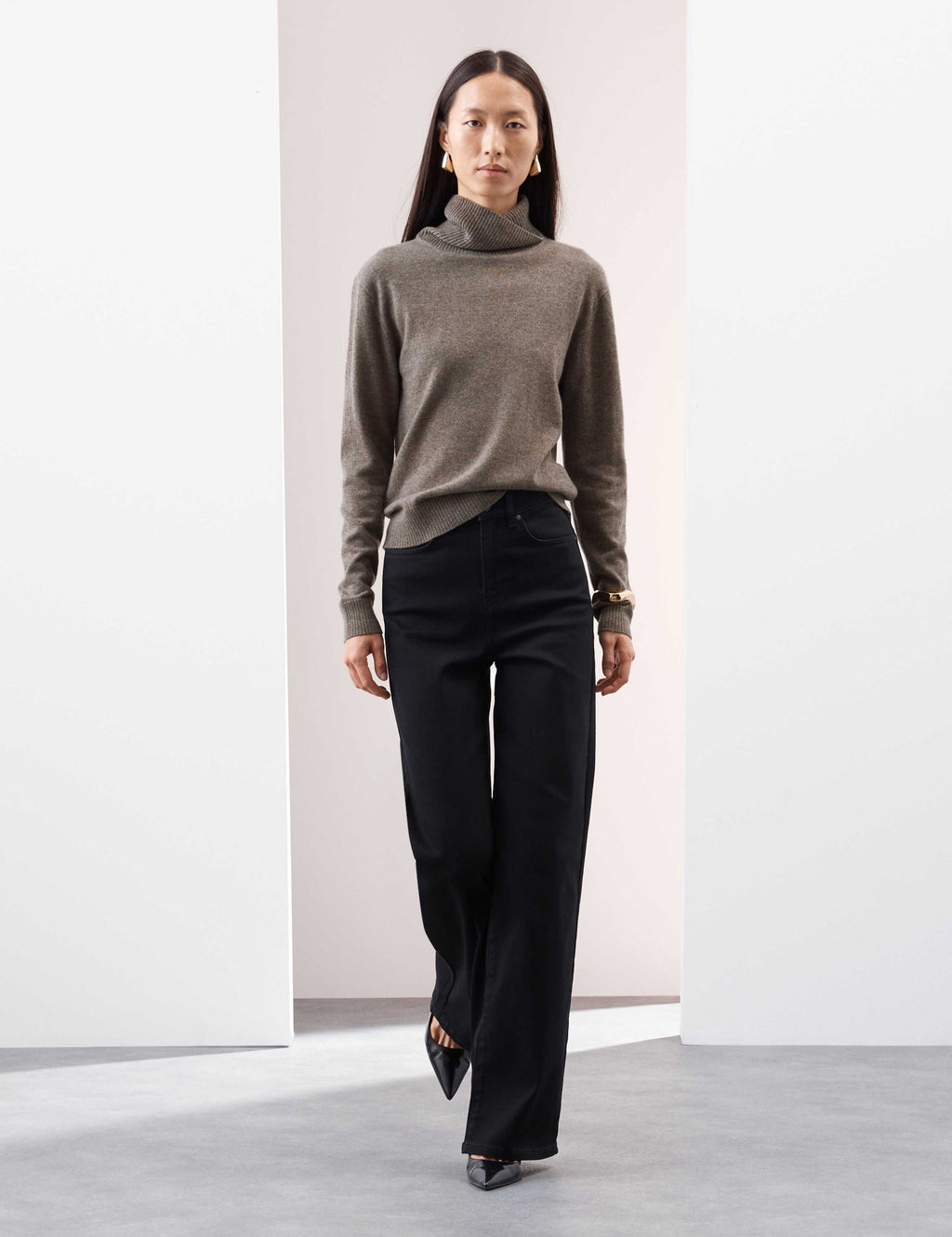 M&S Pure Cashmere Roll Neck Jumper - Nutmeg