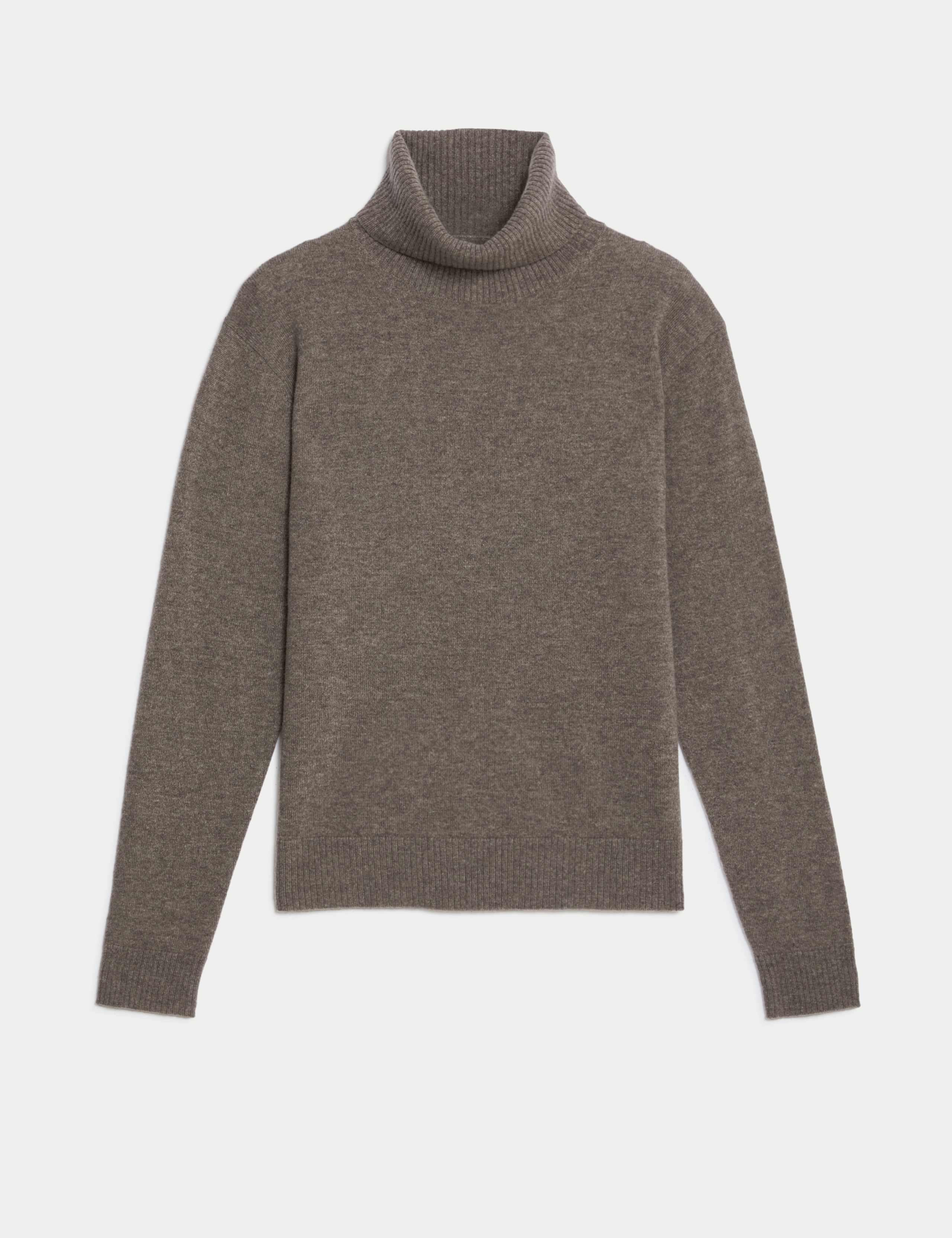 M&S Pure Cashmere Roll Neck Jumper - Nutmeg