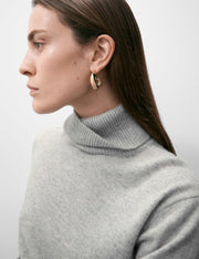 M&S Pure Cashmere Roll Neck Jumper - Mid Grey Marl