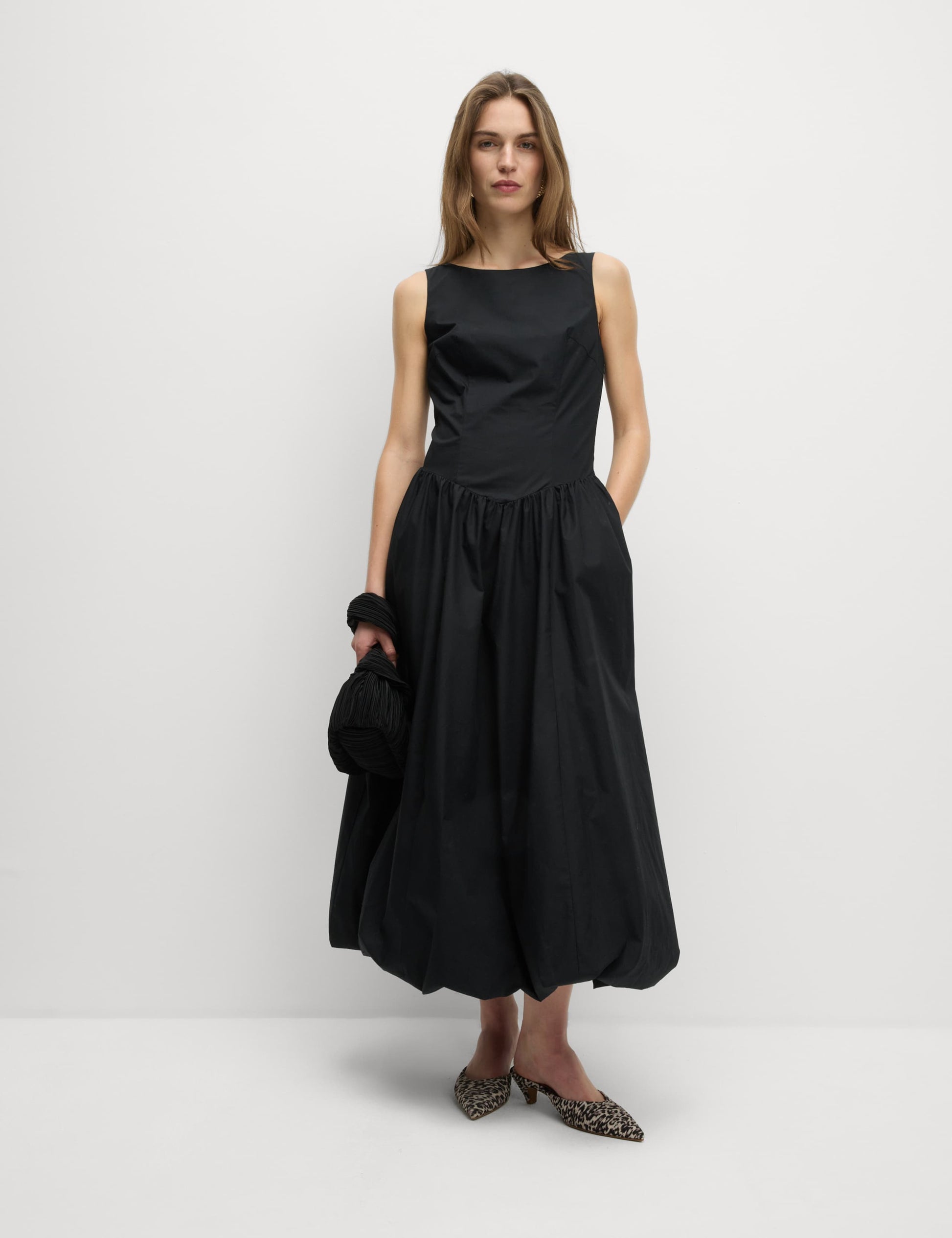 Pure Cotton Bubble Hem Midaxi Dress
