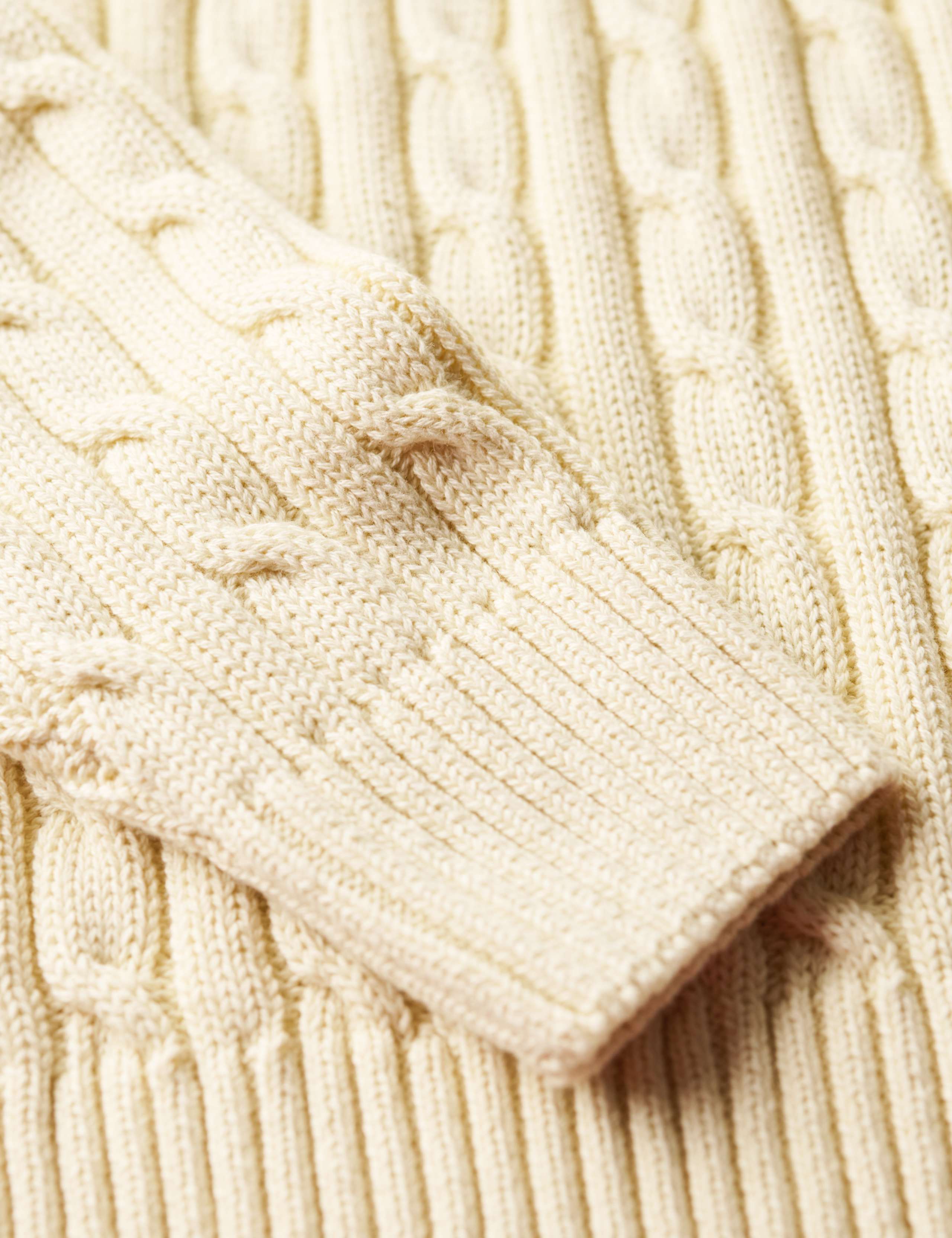 M&S Pure Cotton Cable Knit Roll Neck Jumper