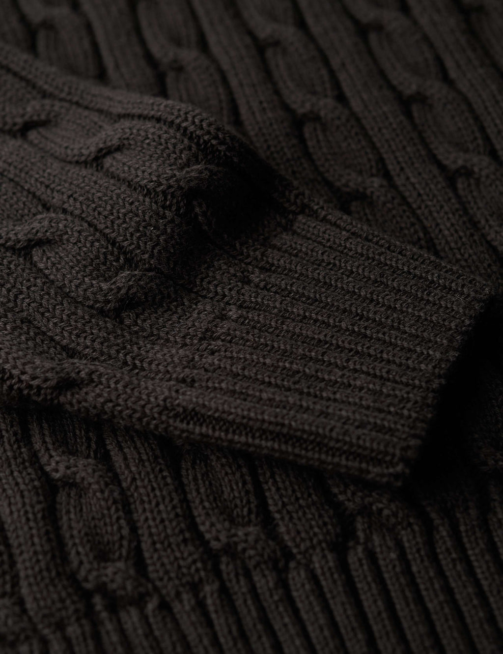 M&S Pure Cotton Cable Knit Roll Neck Jumper - Black