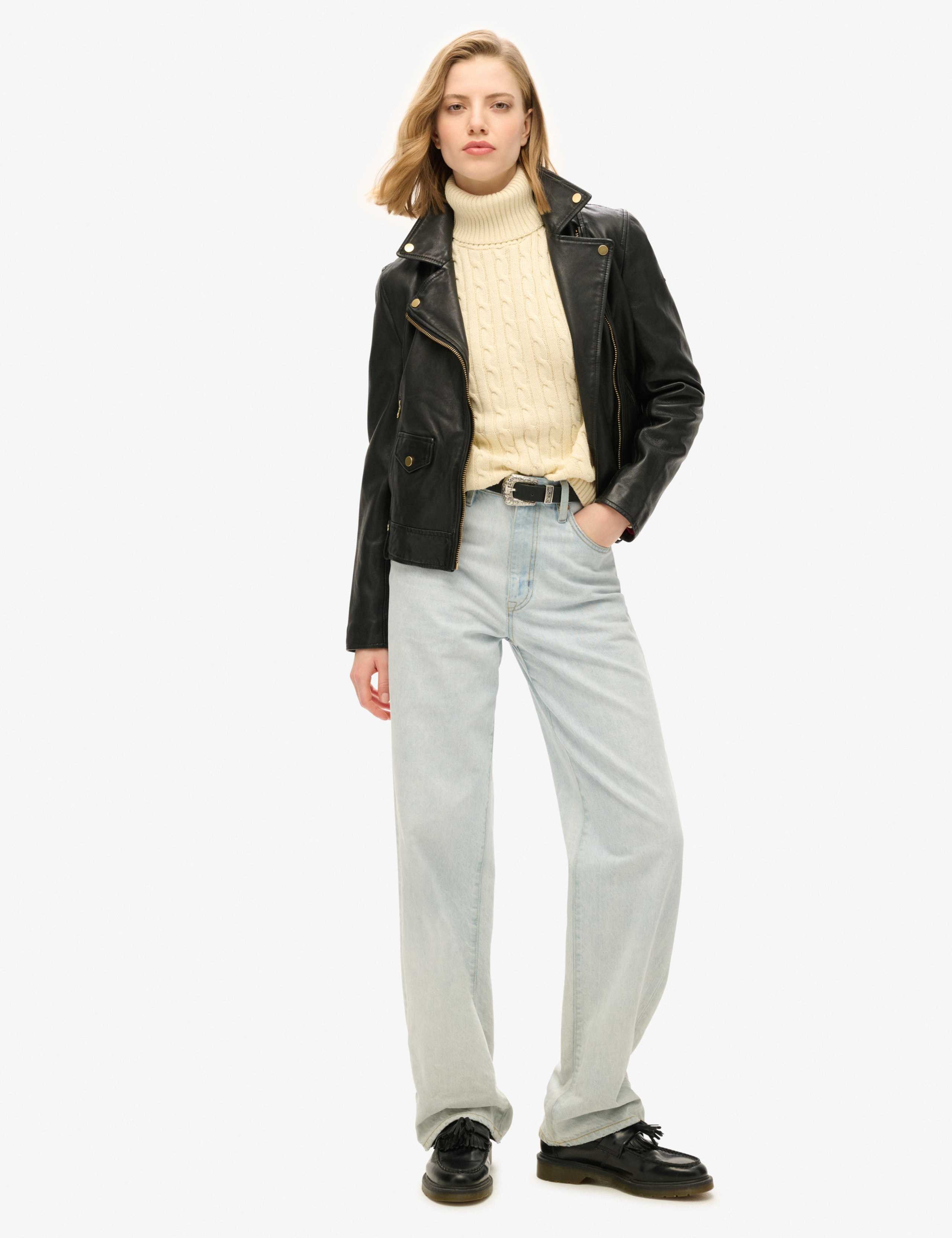 M&S Pure Cotton Cable Knit Roll Neck Jumper