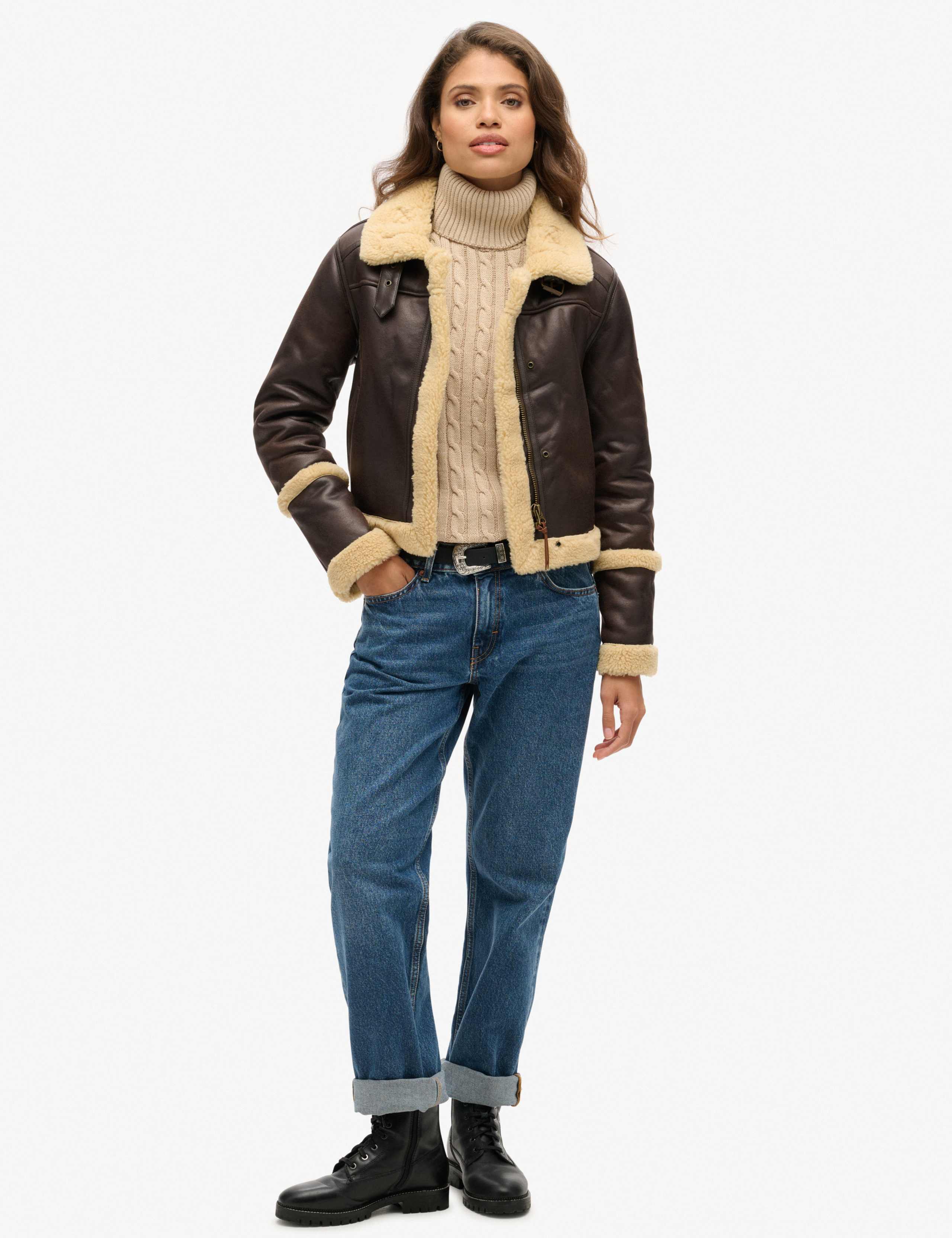 M&S Pure Cotton Cable Knit Roll Neck Jumper - Beige