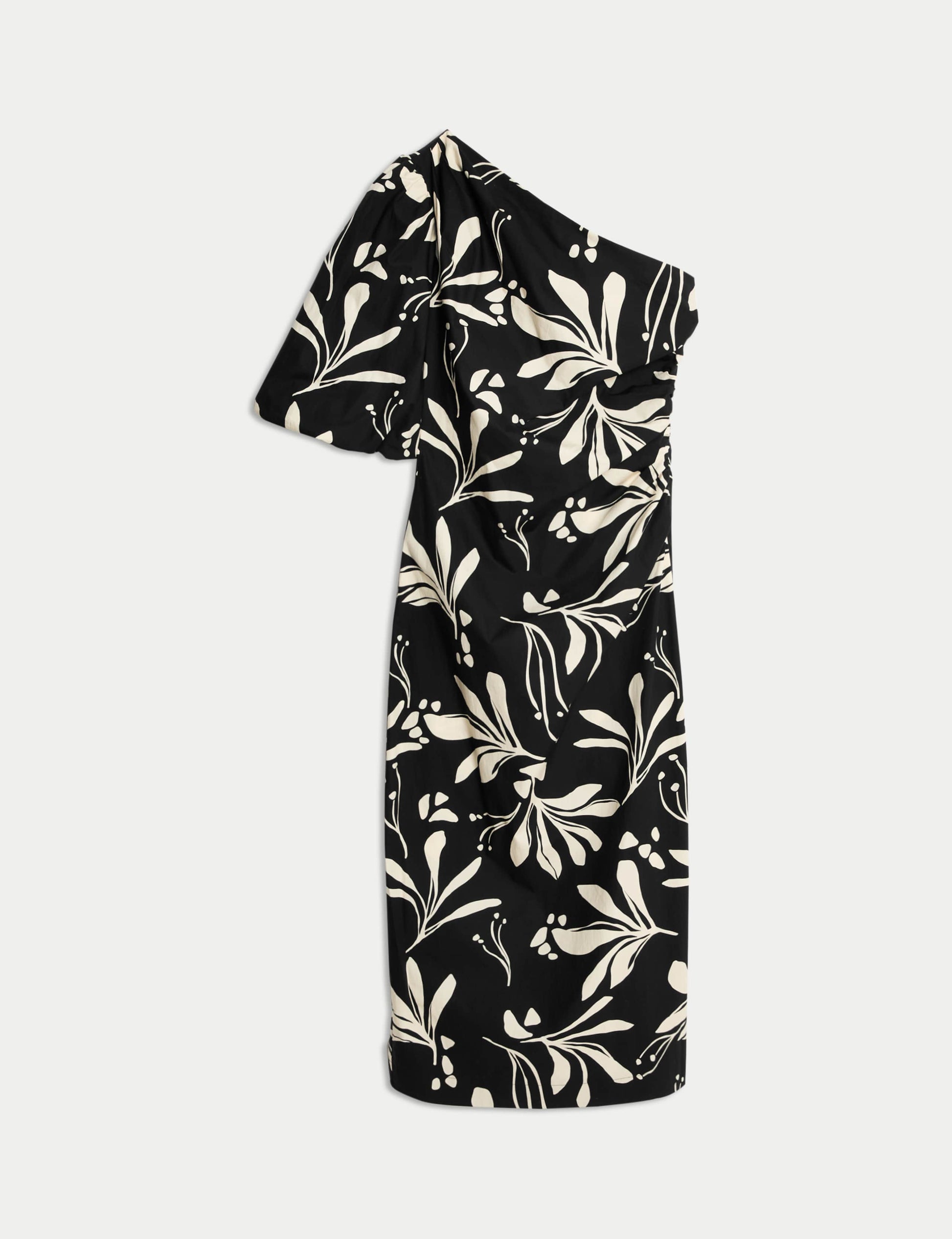 Pure Cotton Floral One Shoulder Midaxi Column Dress