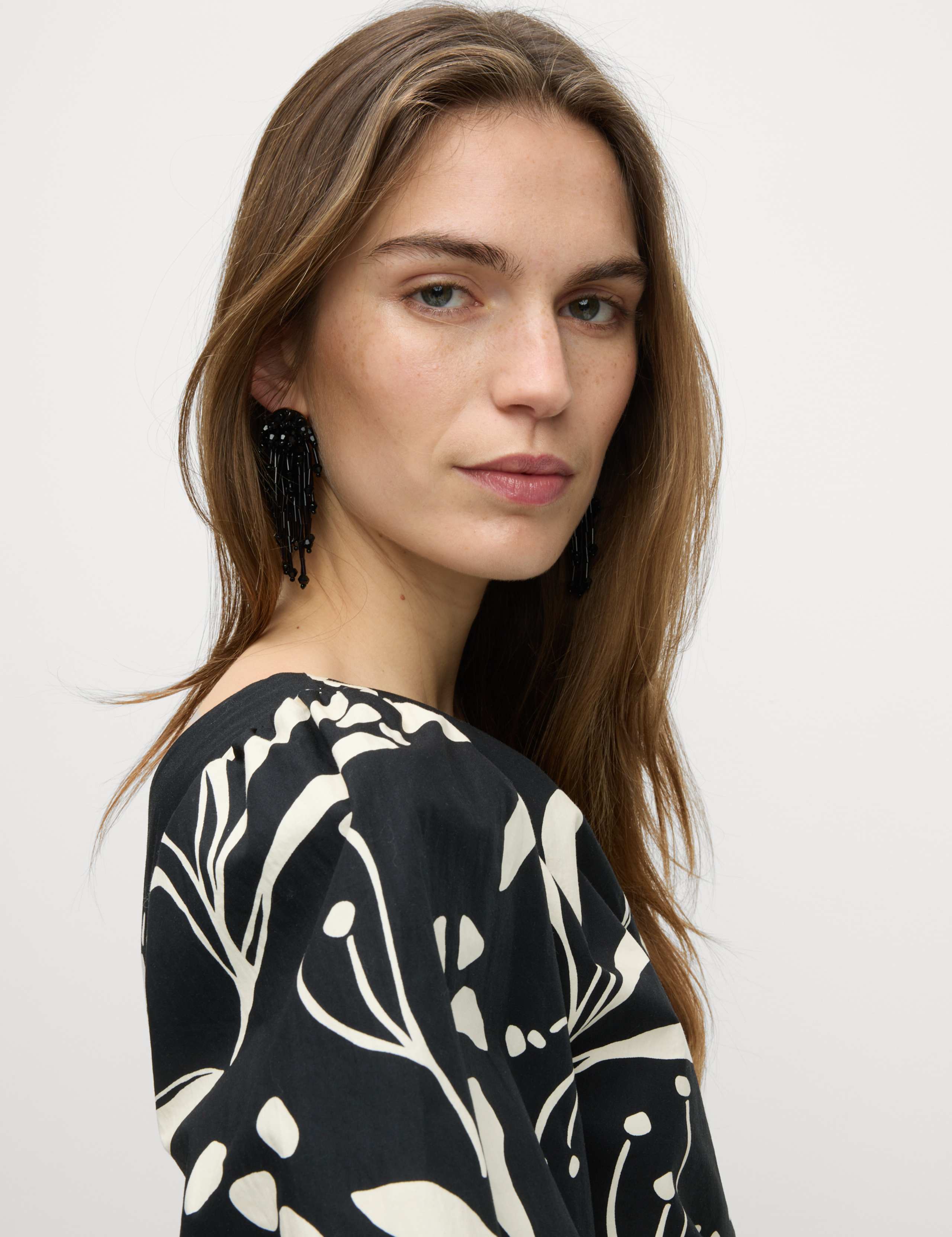 Pure Cotton Floral One Shoulder Midaxi Column Dress