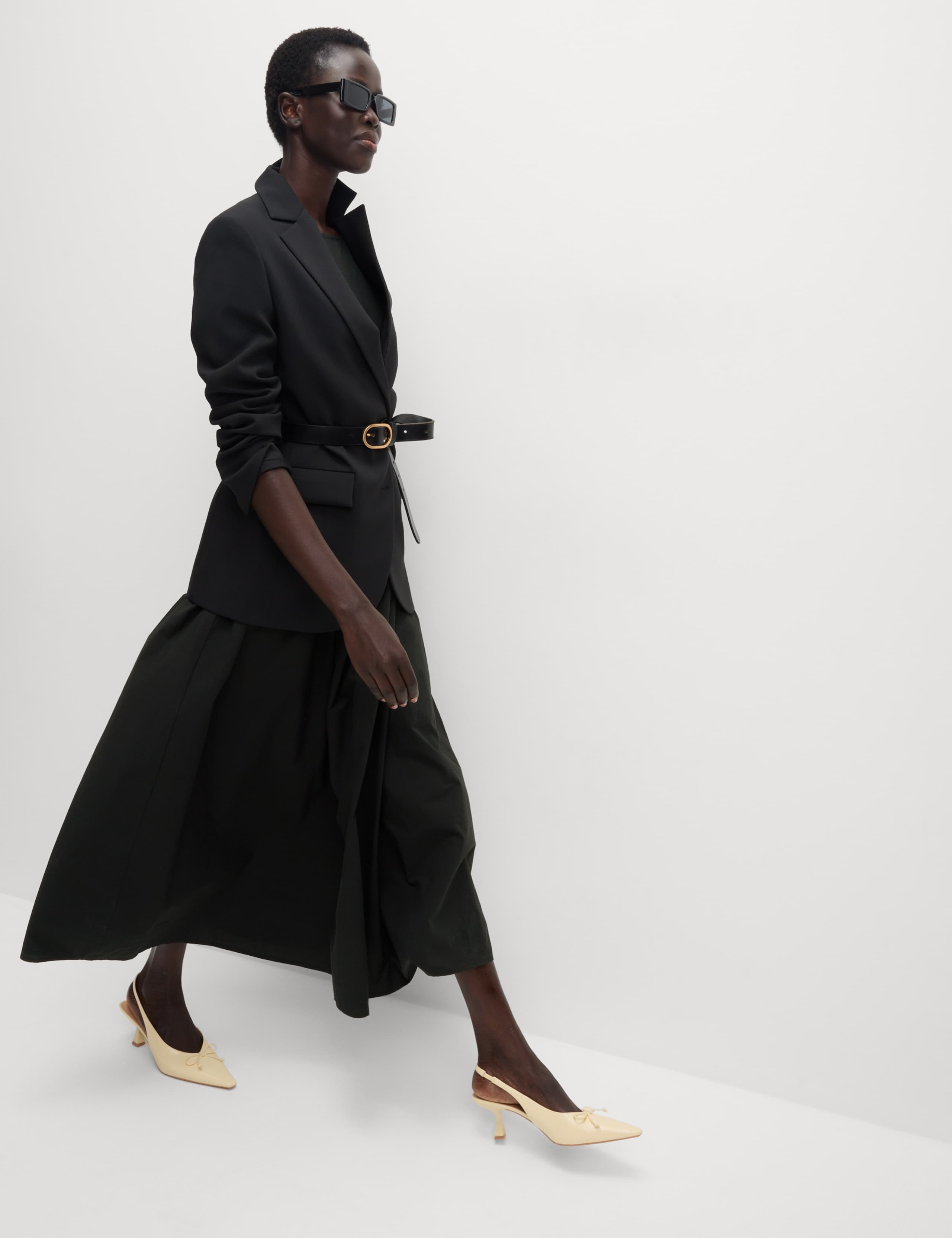 Pure Cotton Round Neck Midi Waisted Dress