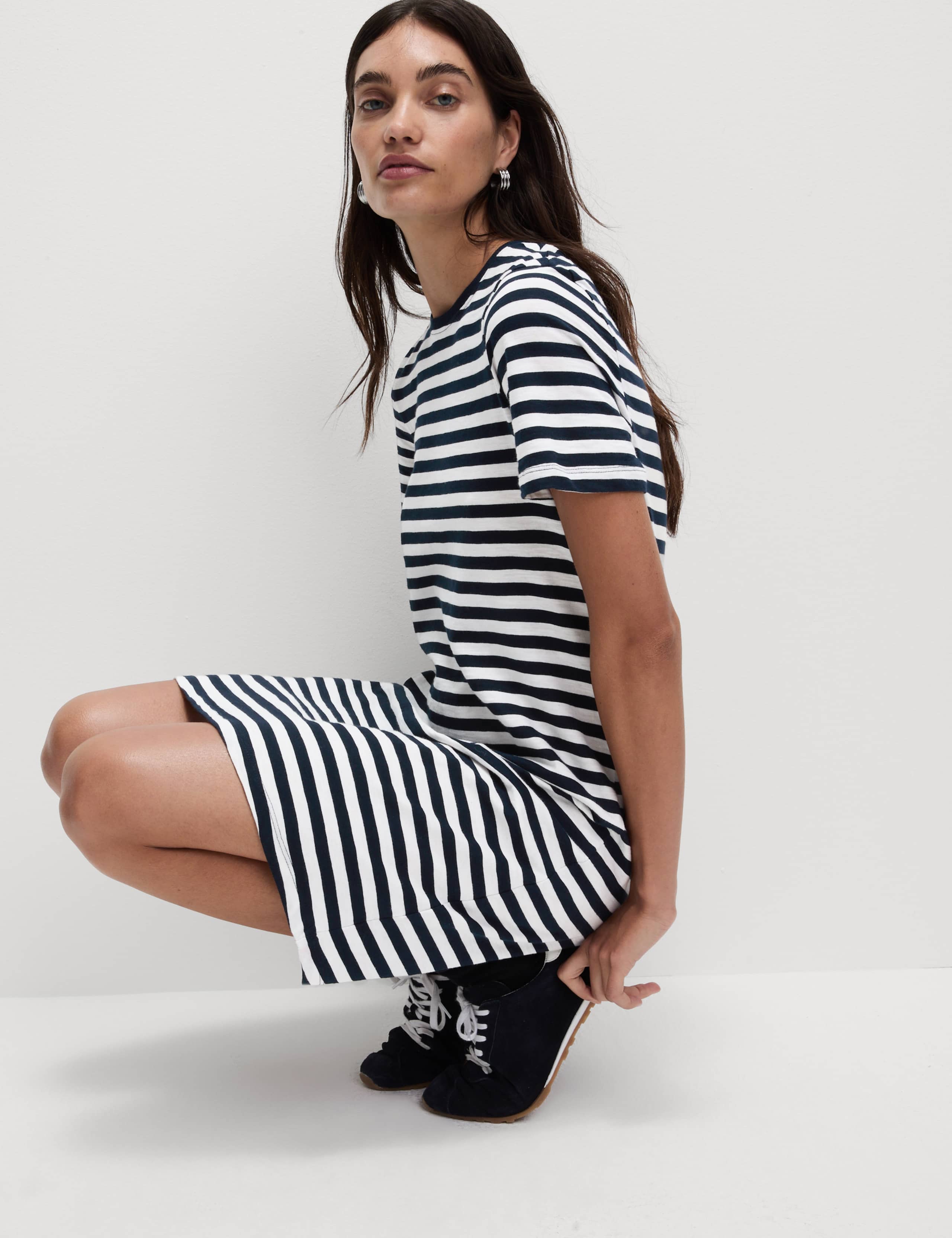 Pure Cotton Striped Mini T-Shirt Dress