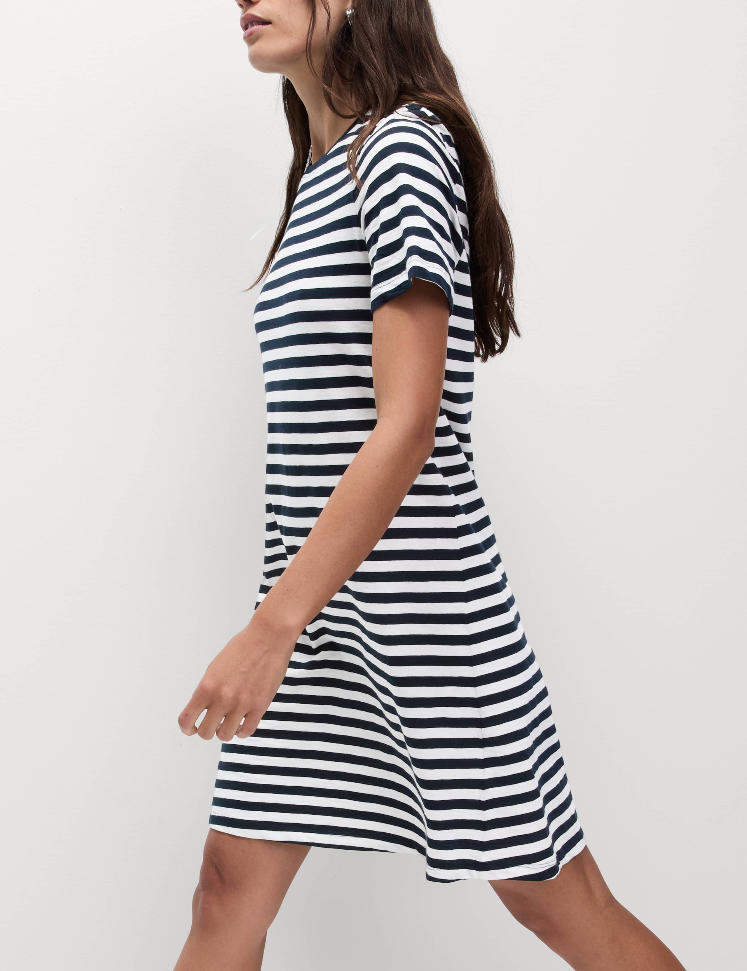 Pure Cotton Striped Mini T-Shirt Dress