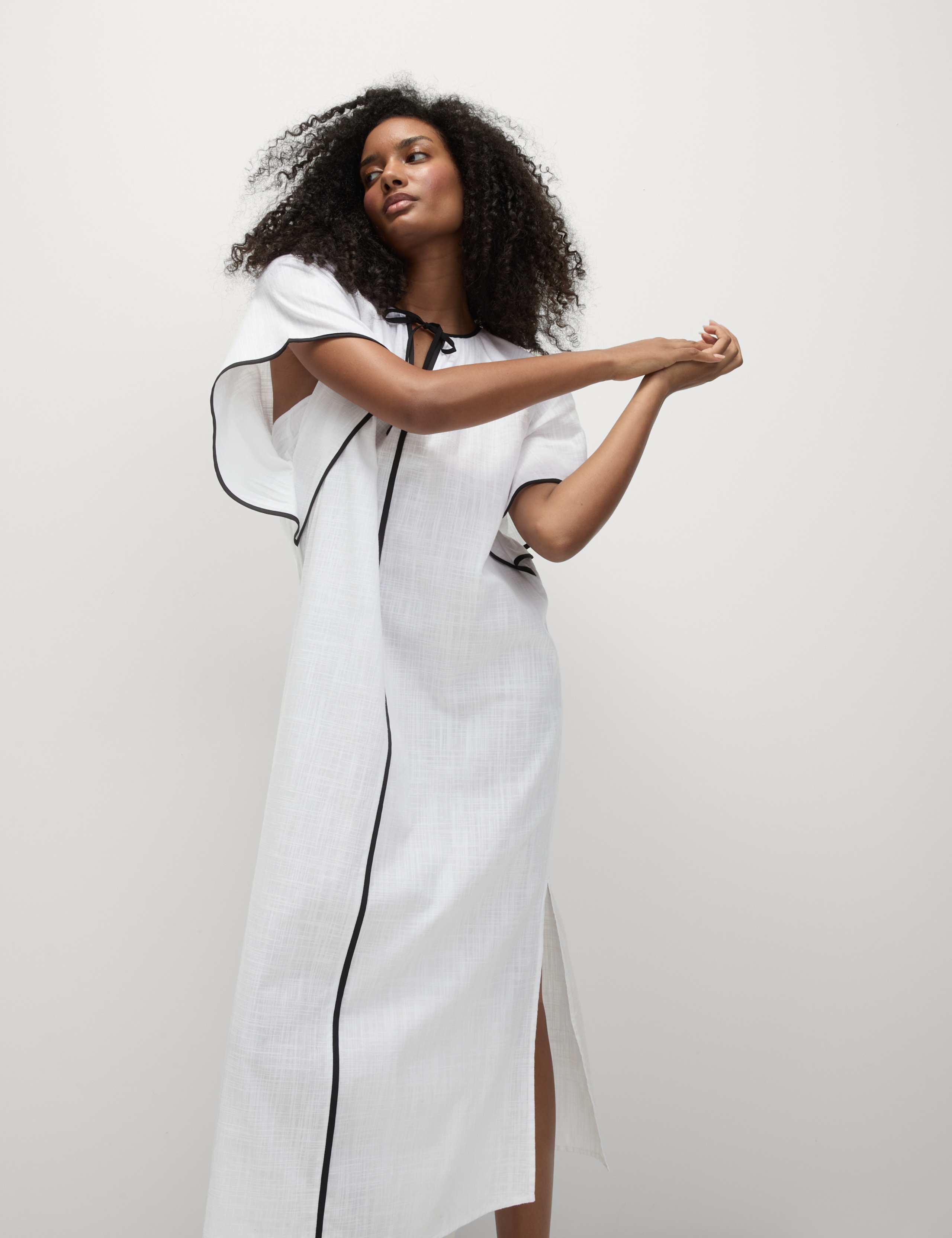 Pure Cotton V-Neck Kaftan Beach Dress