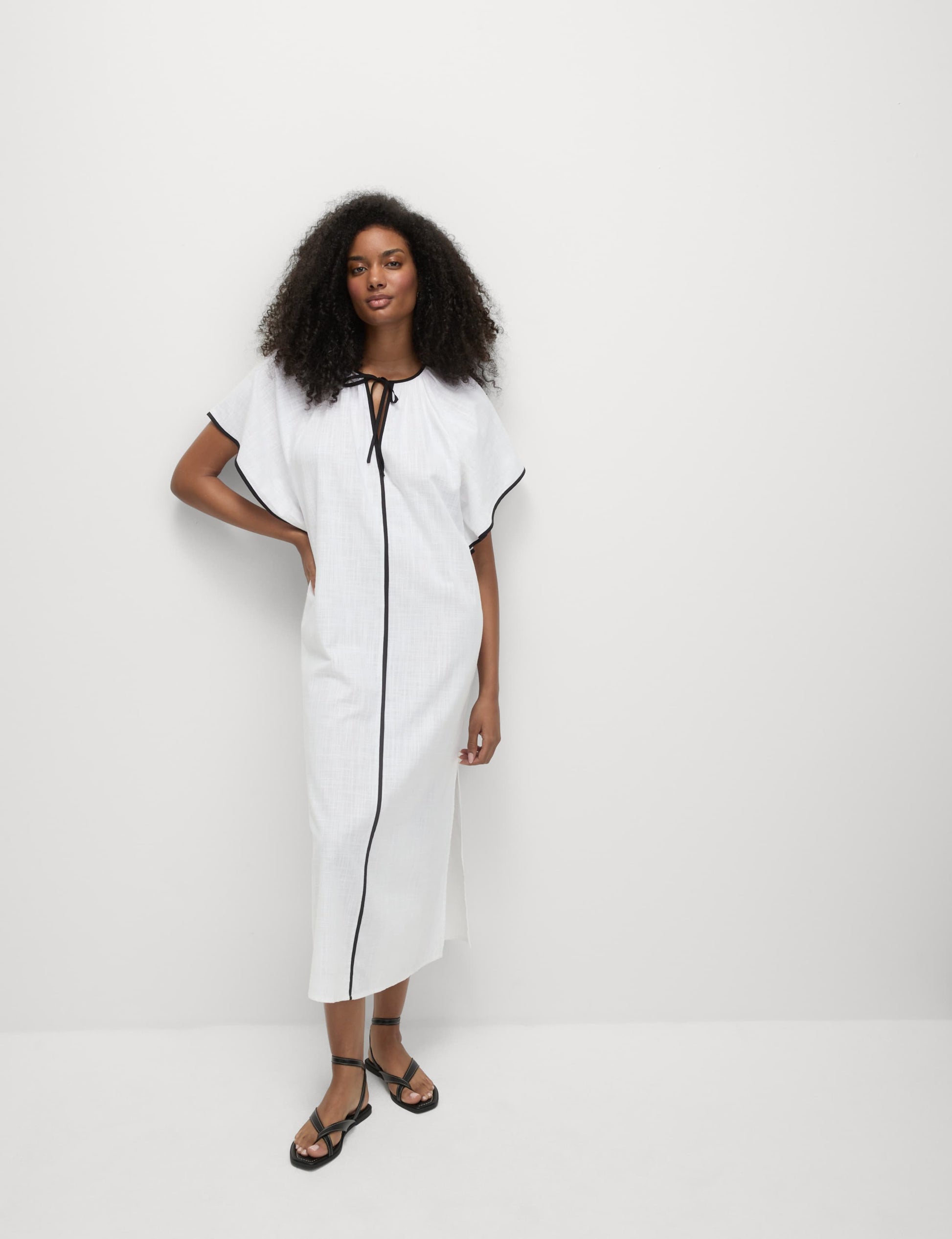 Pure Cotton V-Neck Kaftan Beach Dress
