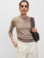 M&S Pure Merino Wool Crew Neck Jumper - Cappuccino