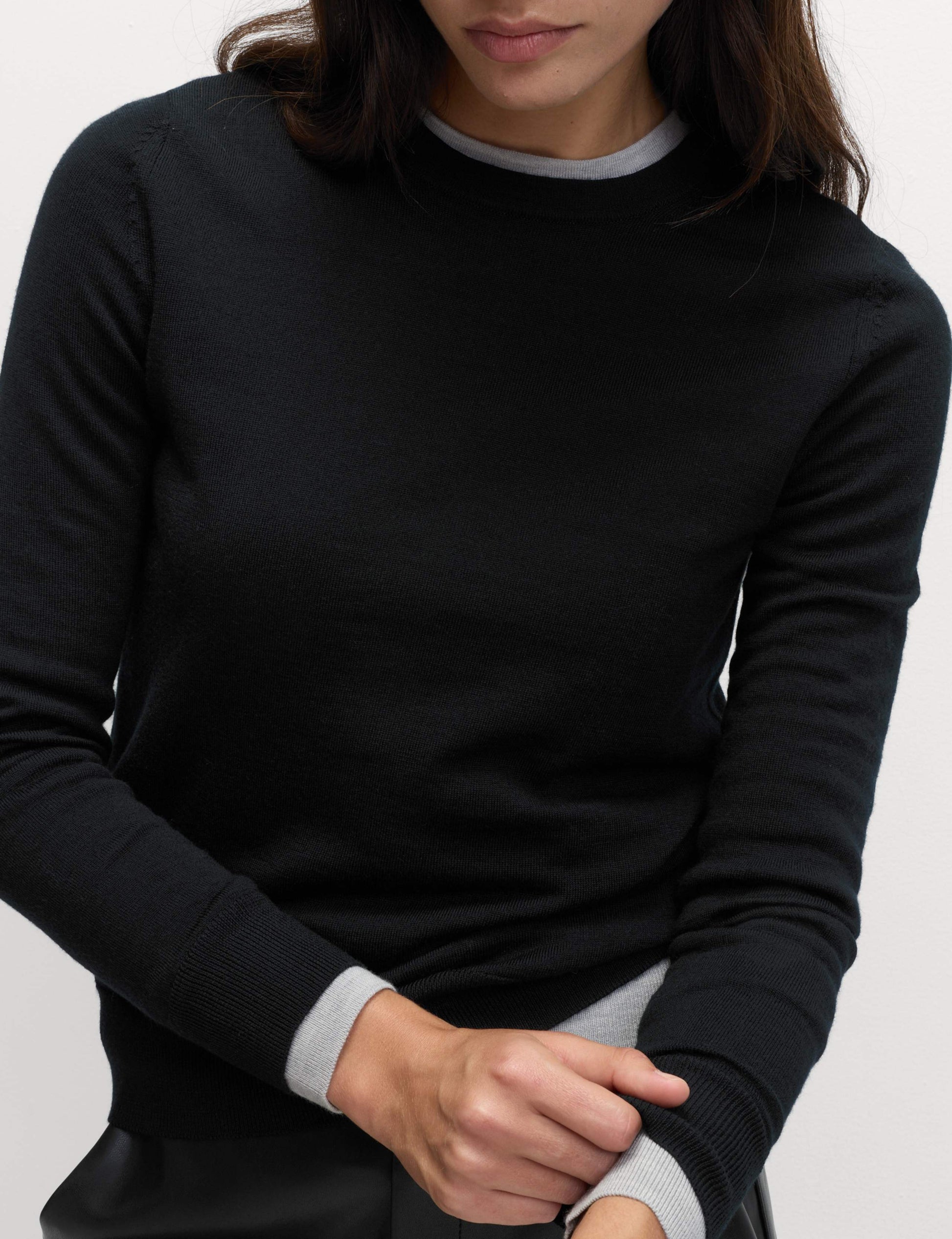 M&S Pure Merino Wool Crew Neck Jumper - Black