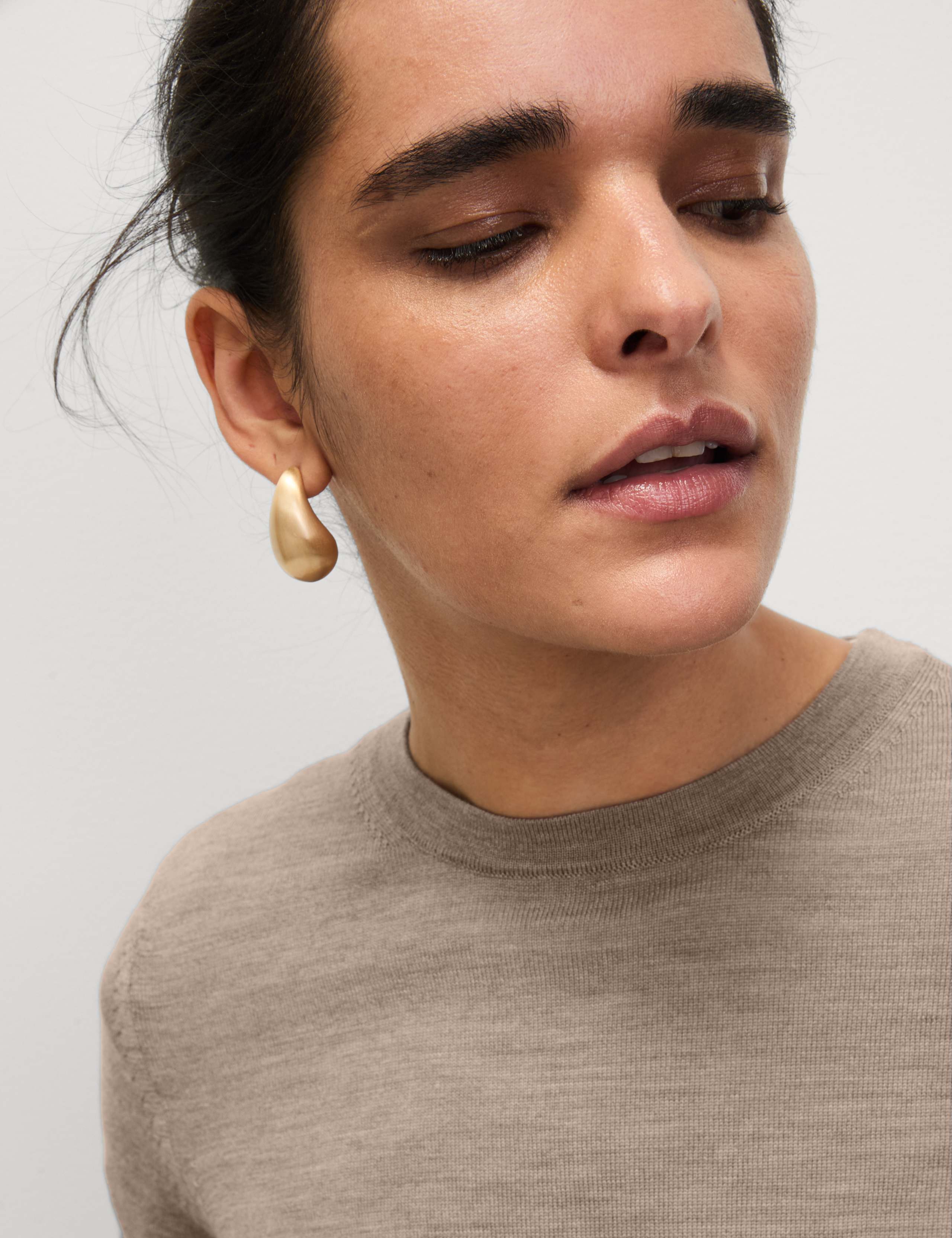 M&S Pure Merino Wool Crew Neck Jumper - Cappuccino