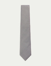 Pure Silk Geometric Tie - Medium Brown