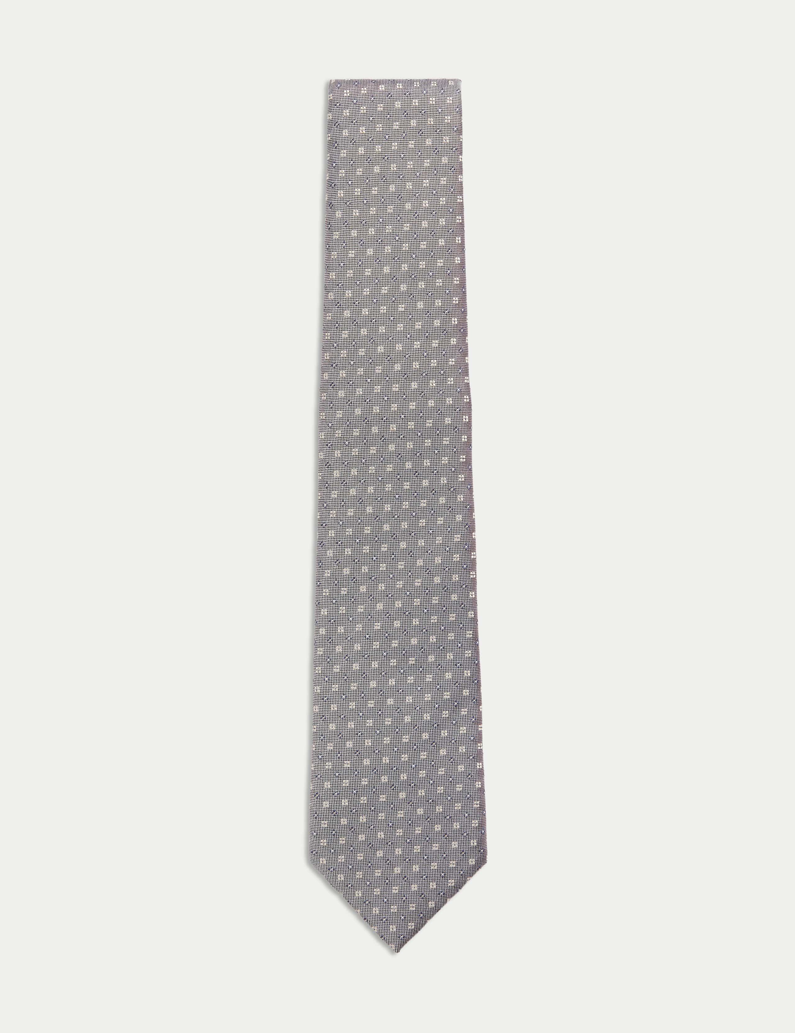 Pure Silk Geometric Tie - Medium Brown