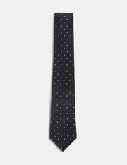 Pure Silk Polka Dot Tie - Navy