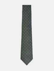 Pure Silk Polka Dot Tie - Khaki
