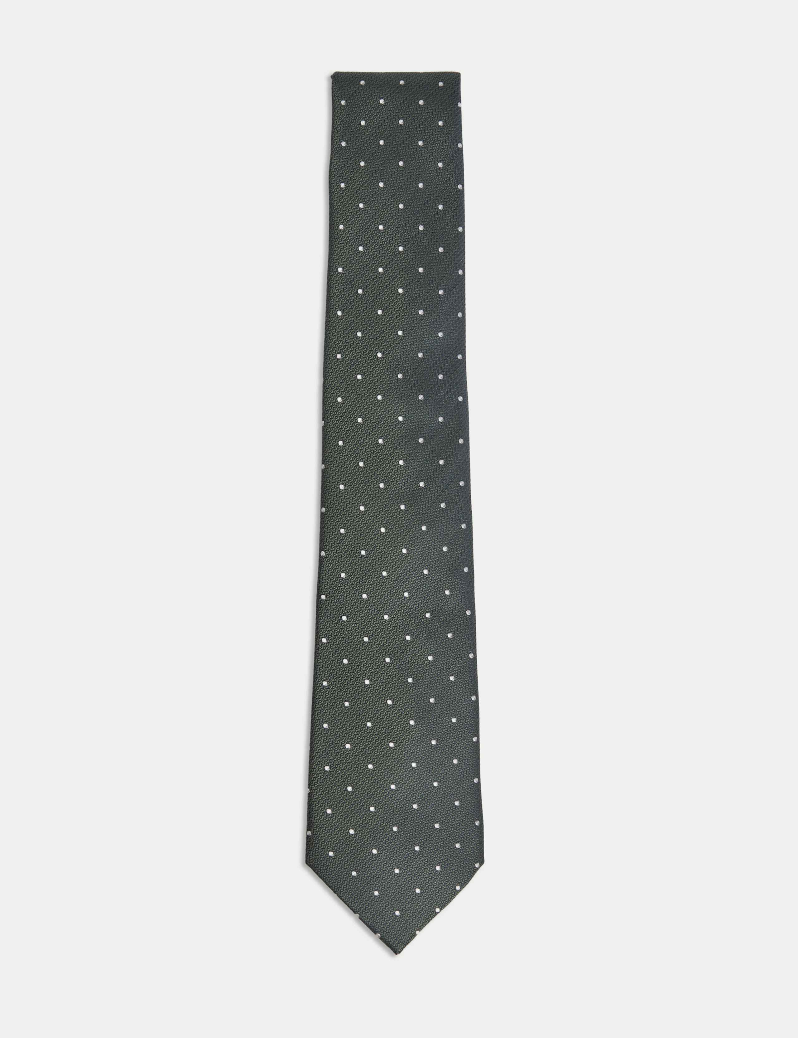 Pure Silk Polka Dot Tie - Khaki
