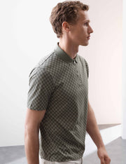 Pure Supima Cotton Geometric Print Polo Shirt - Light Verdigris