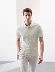 Pure Supima Cotton Textured Polo Shirt - Pale Opaline