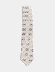 Silk Rich Geometric Tie with Linen - Ecru