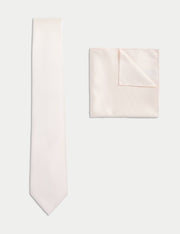 Slim Tie & Pocket Square Set - Ivory