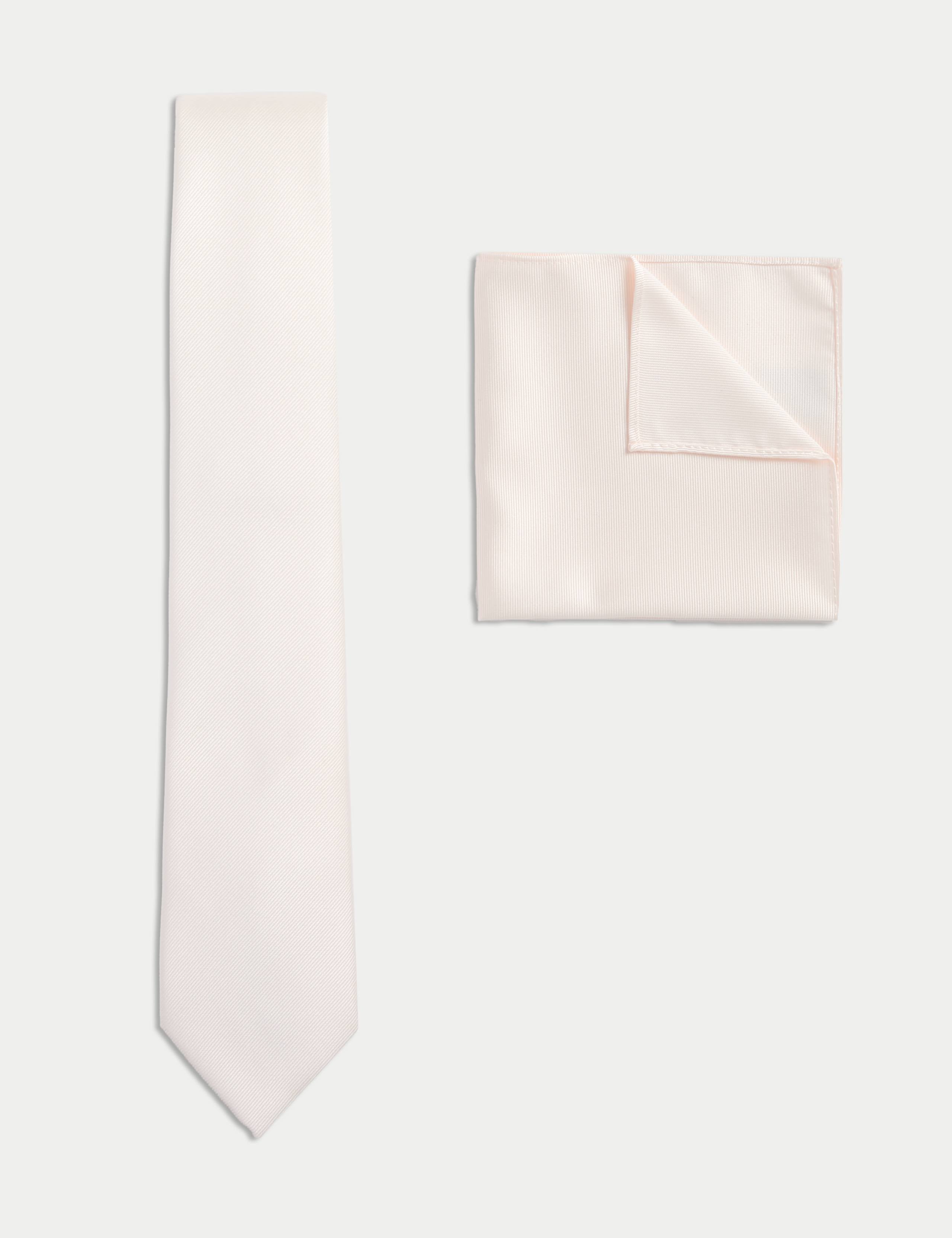 Slim Tie & Pocket Square Set - Ivory