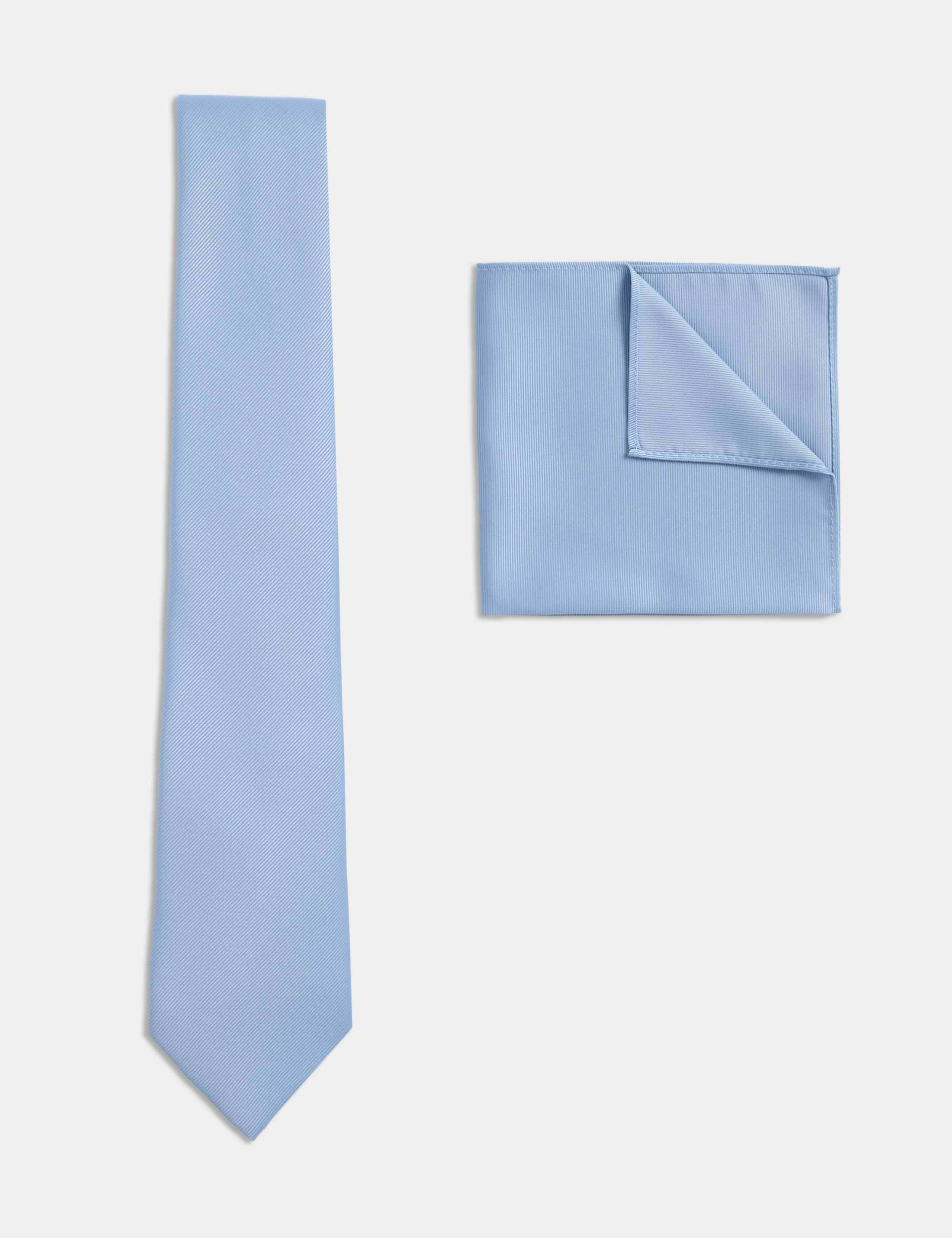 Slim Tie & Pocket Square Set - Blue Mix