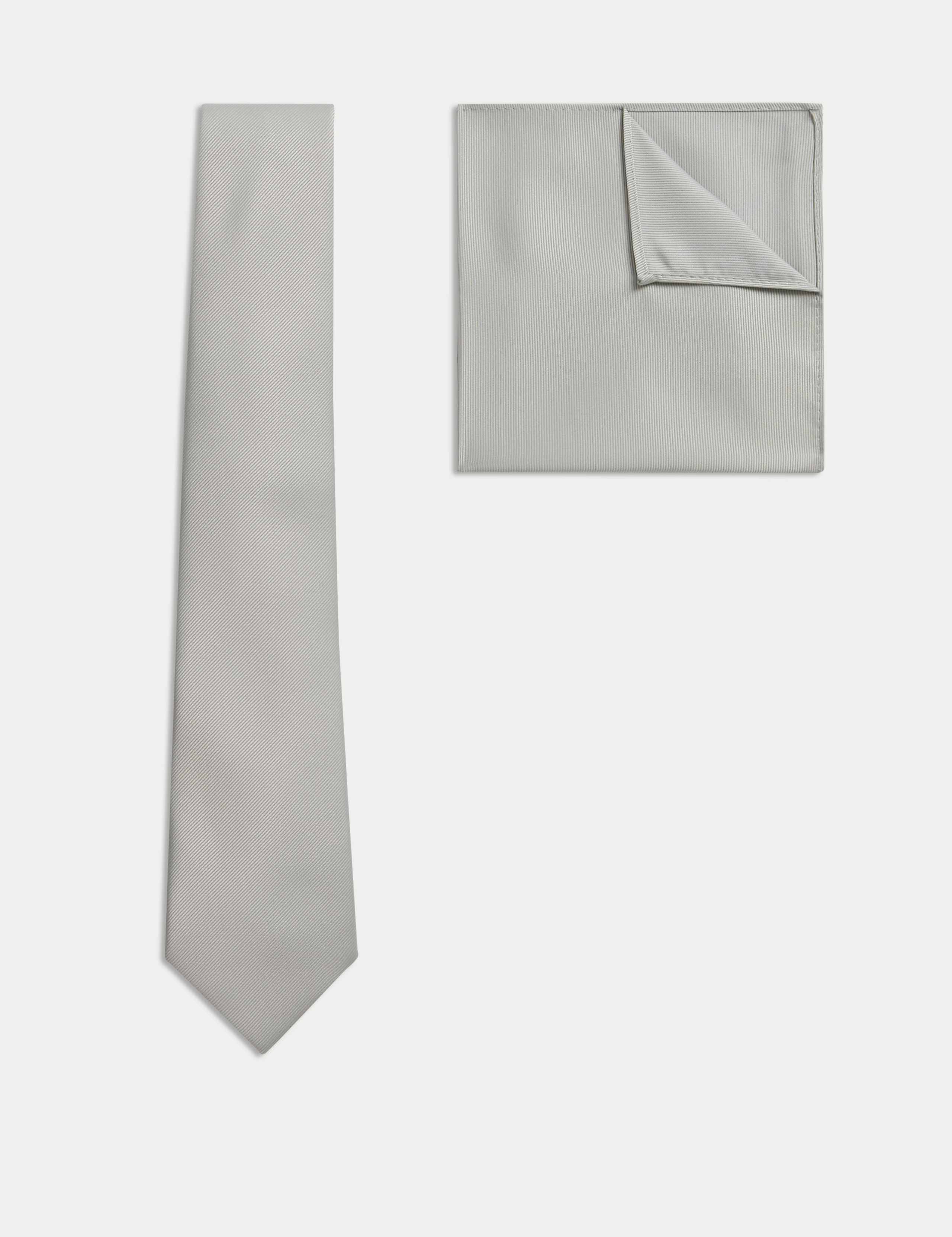 Slim Tie & Pocket Square Set - Sage Mix
