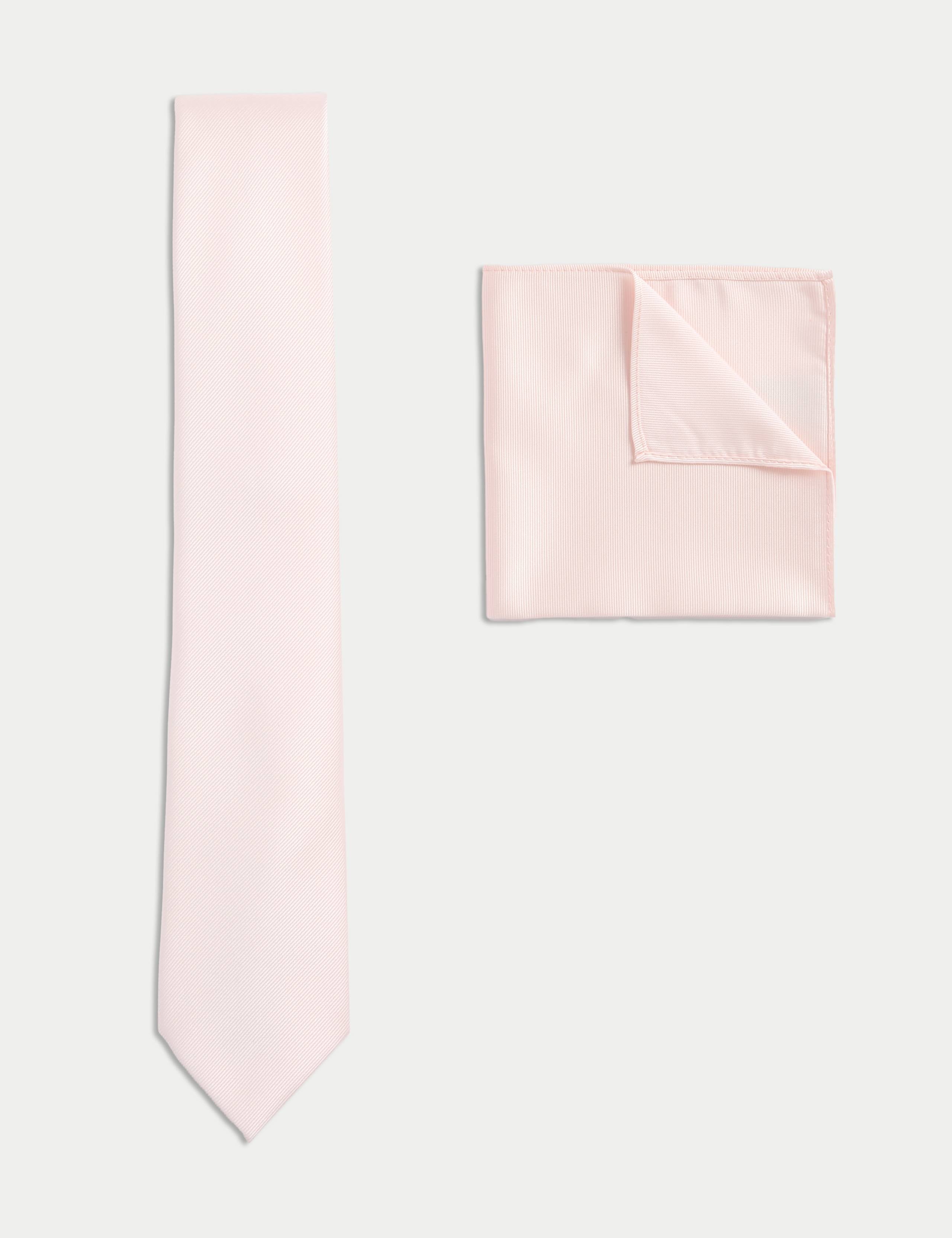 Slim Tie & Pocket Square Set - Baby Pink