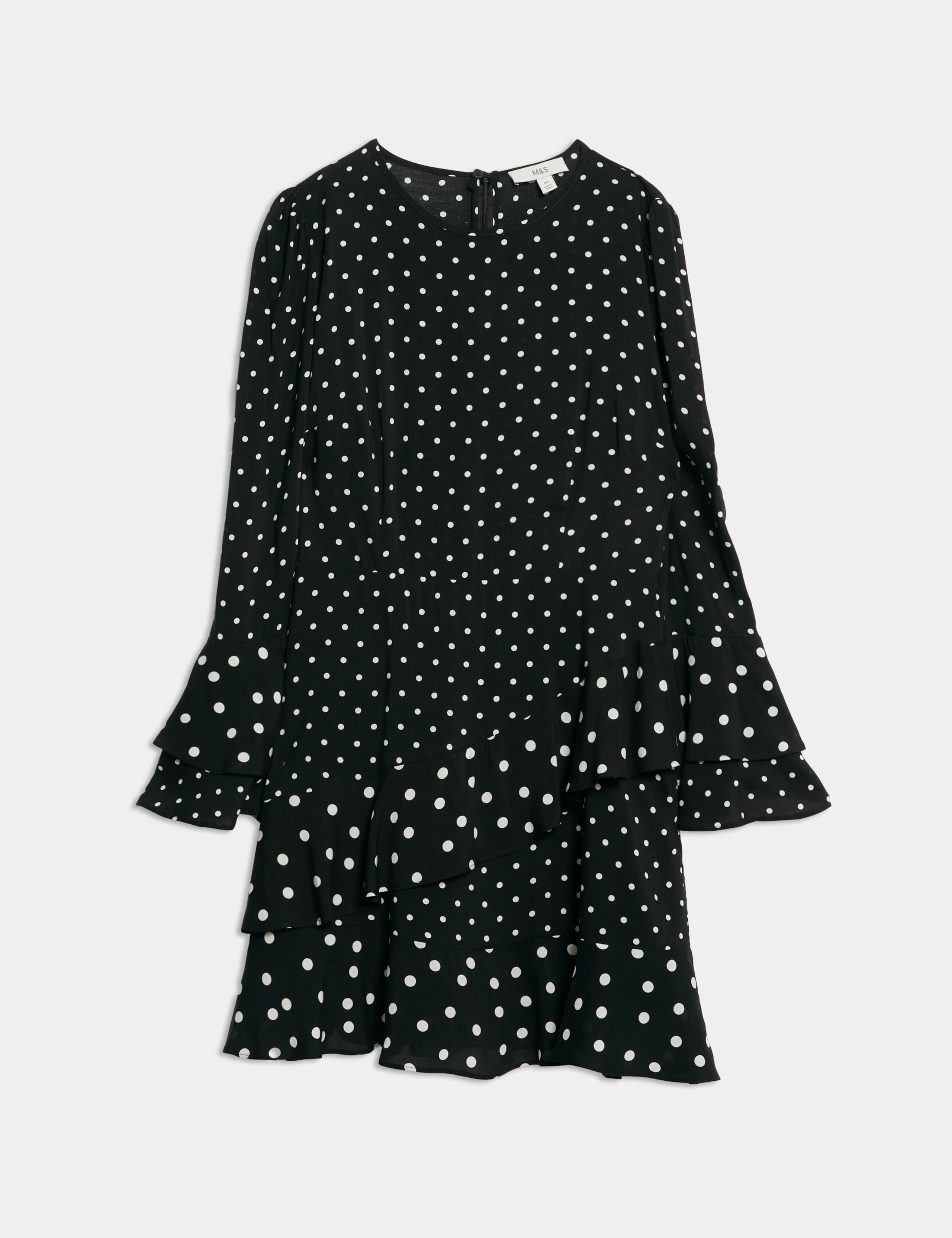 Spot Print Ruffle Mini Skater Dress