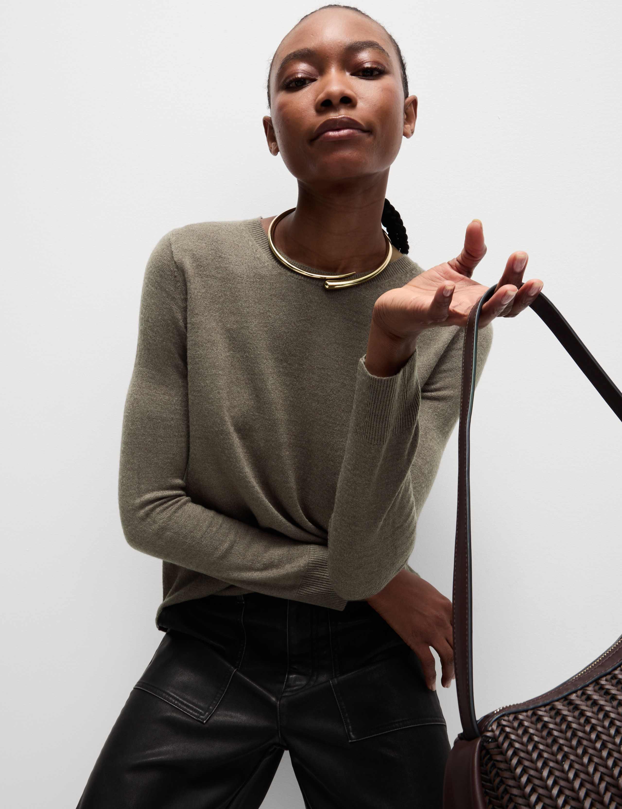 M&S Supersoft Crew Neck Jumper - Nutmeg