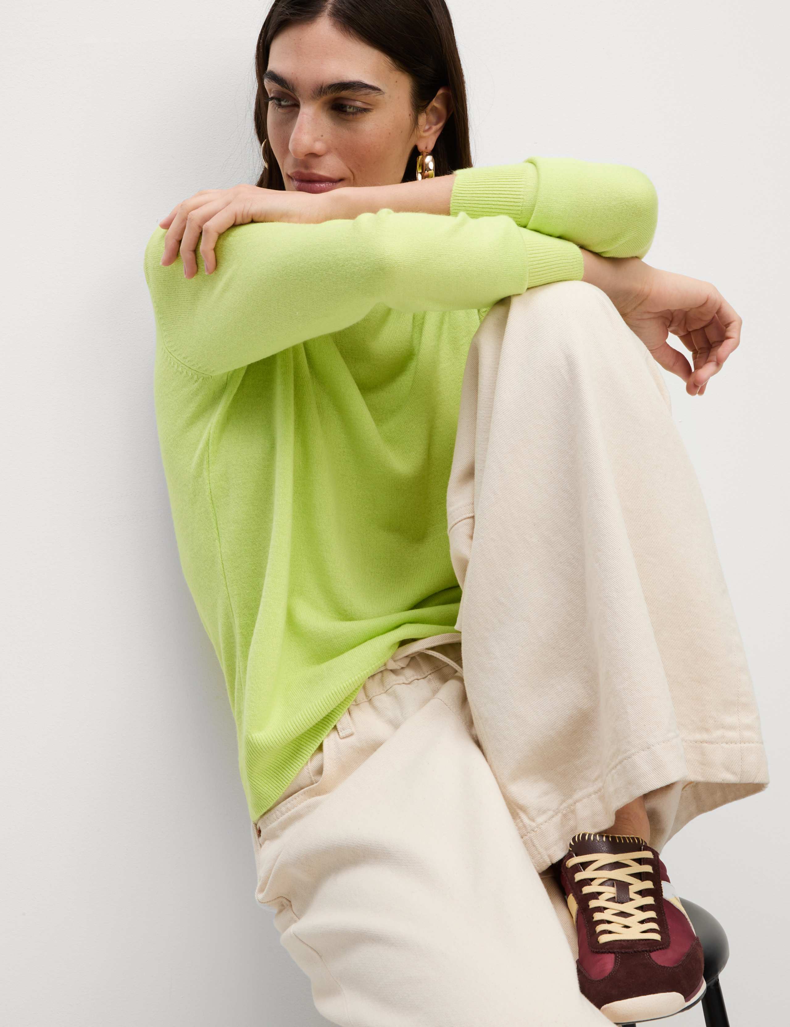 M&S Supersoft Crew Neck Jumper - Soft Lime