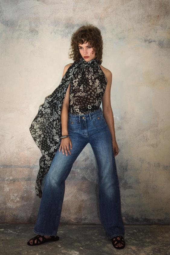 ZARA MID-WAIST WIDE-LEG JEANS KATE MOSS X ZARA
