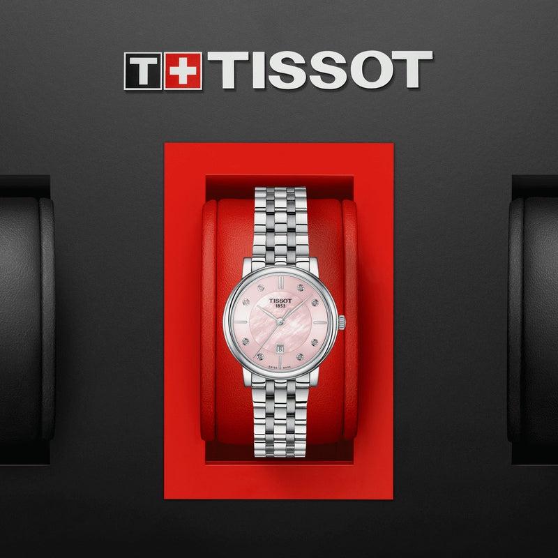 Carson Premium Lady Mother of Pearl Pink Dial Silver Steel Strap Watch For Women - T122.210.11.159.00